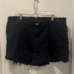 SHEIN Black Distressed Jean Shorts
